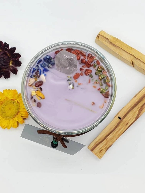 Riverside Grace Candle Co. Nysian Meadow Crystal Candle - Rebirth & Clarity