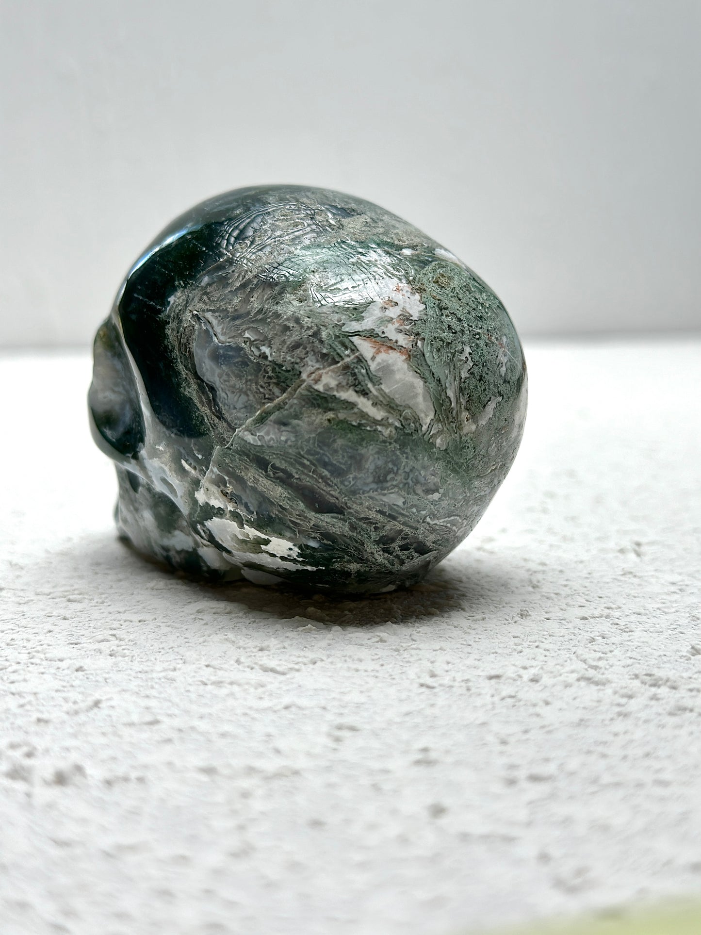 Moss Agate Crystal Skull