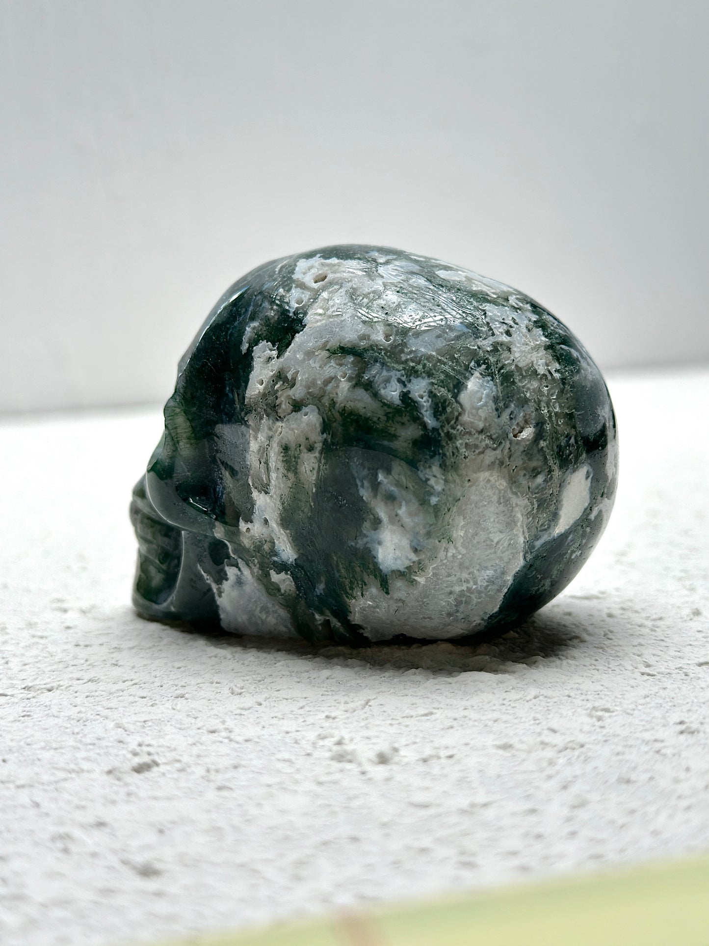Moss Agate Crystal Skull